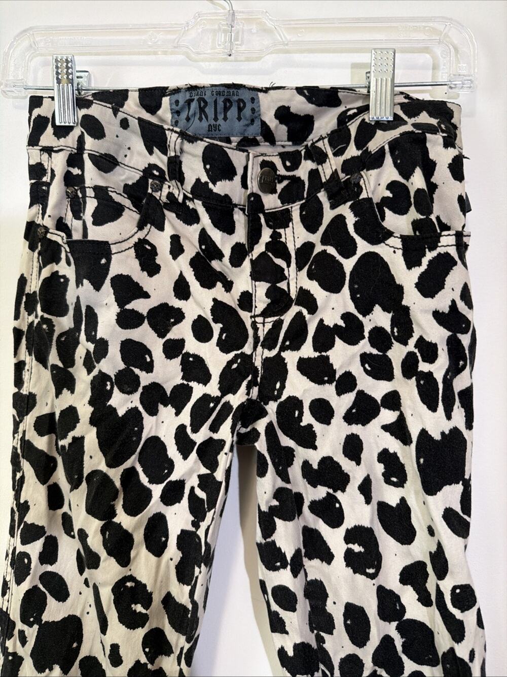 Womens Tripp Nyc Black And White Cow Print Skinny Jeans Sz 3 Goth Punk Hot Topic